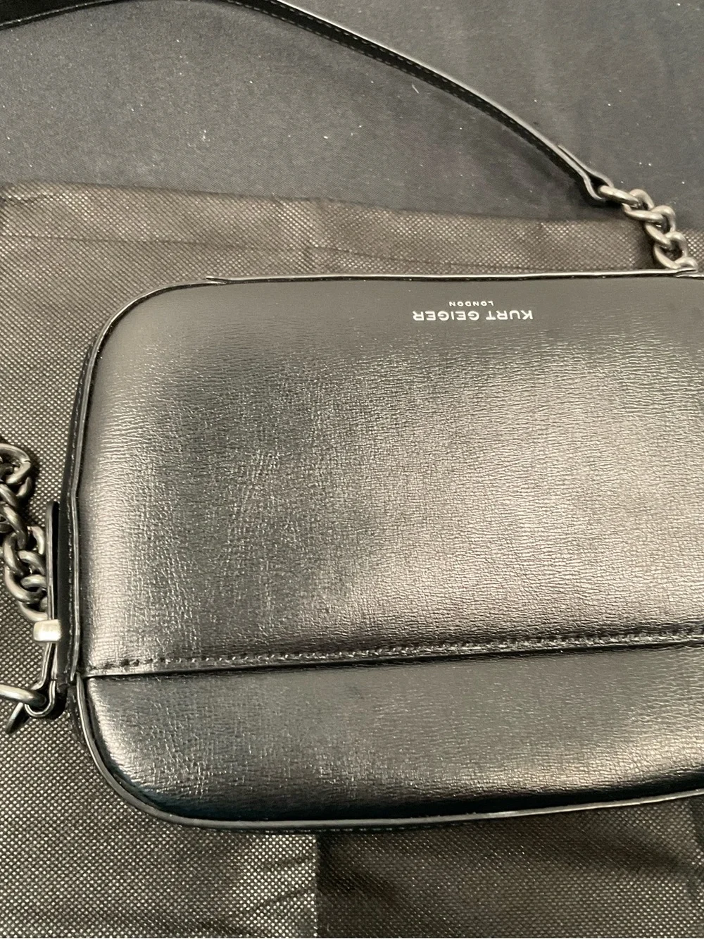 Kurt Geiger Black Leather Crystal-Stud Messenger Bag